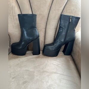 Black platform boots. Size 6.5